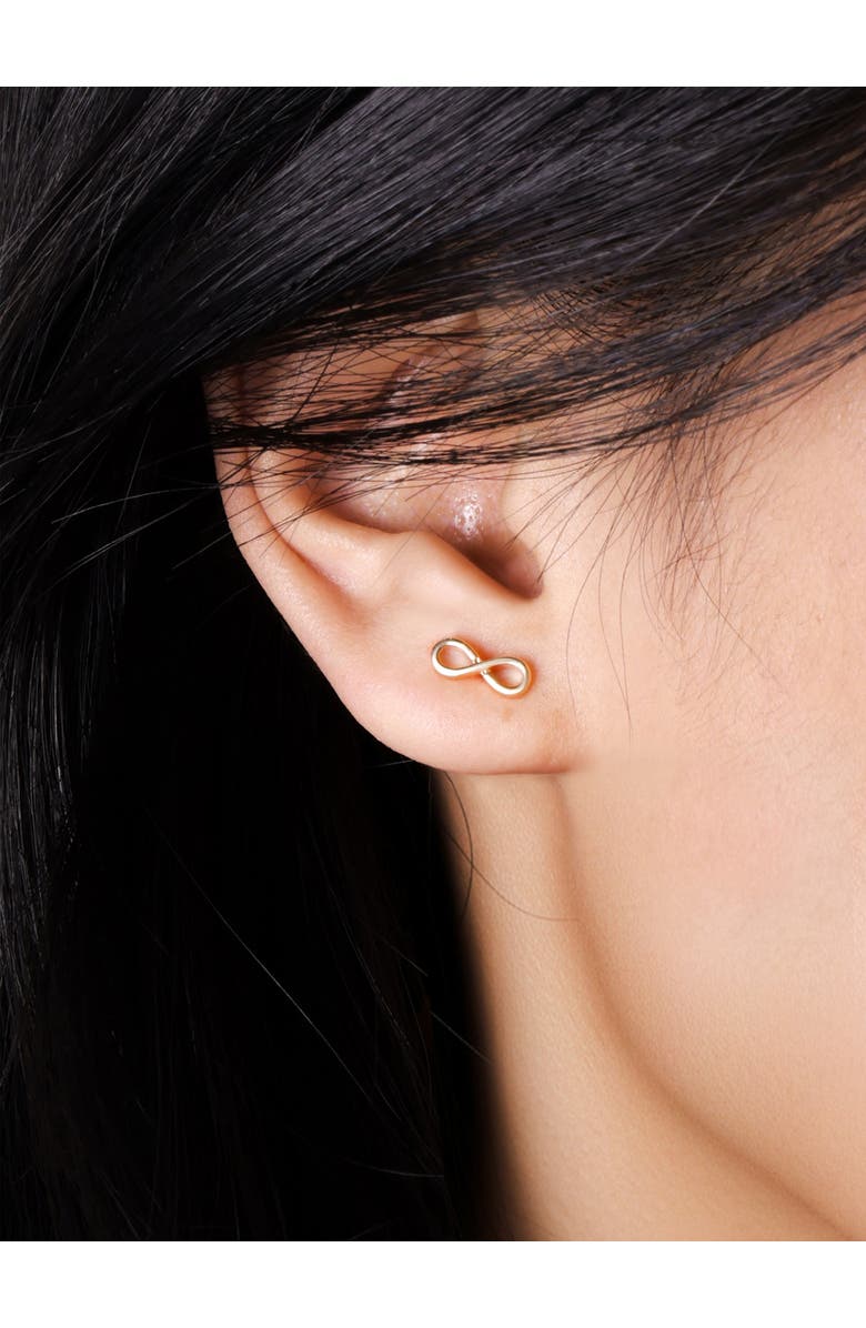 DEVATA Infinity Stud Earrings in 14K Gold, 9mm, Alternate, color, Yellow Gold