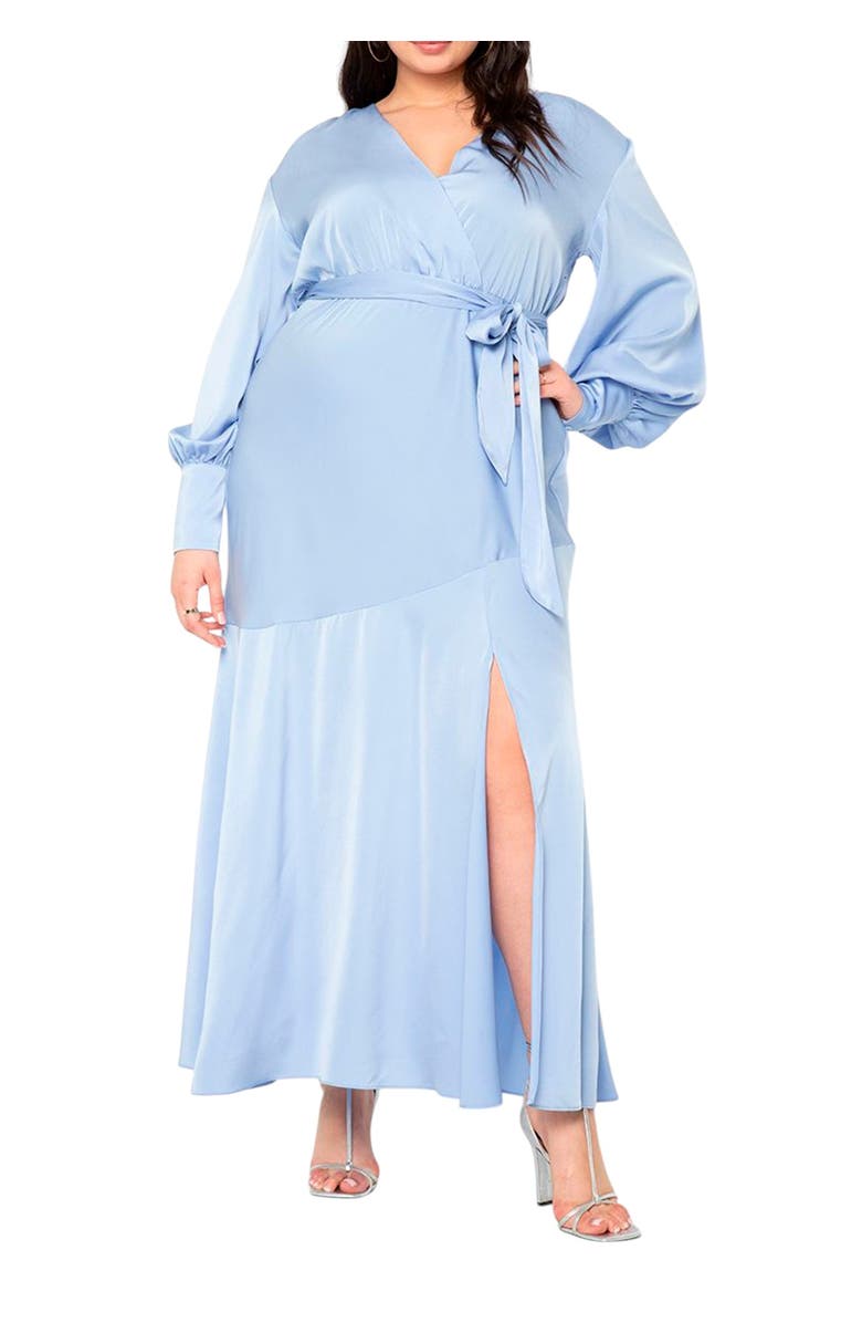 ELOQUII Satin Maxi Dress, Main, color, Periwinkle