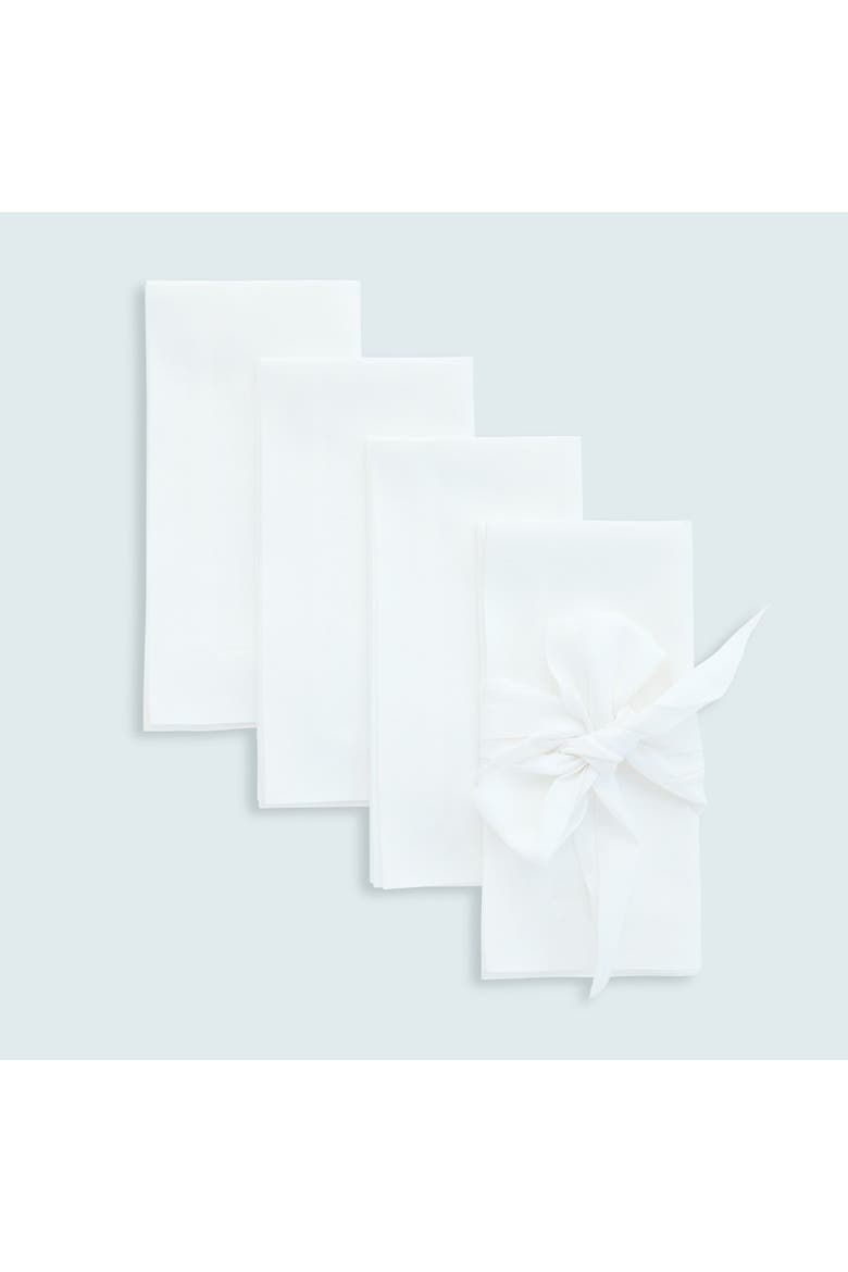 Linen Dinner Napkins Set of 4, 20 x 20" - Audrey, Main, color, White