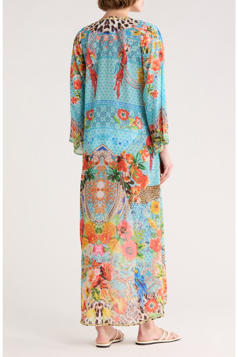Leopard Floral Longline Duster, Alternate, color, BLUE