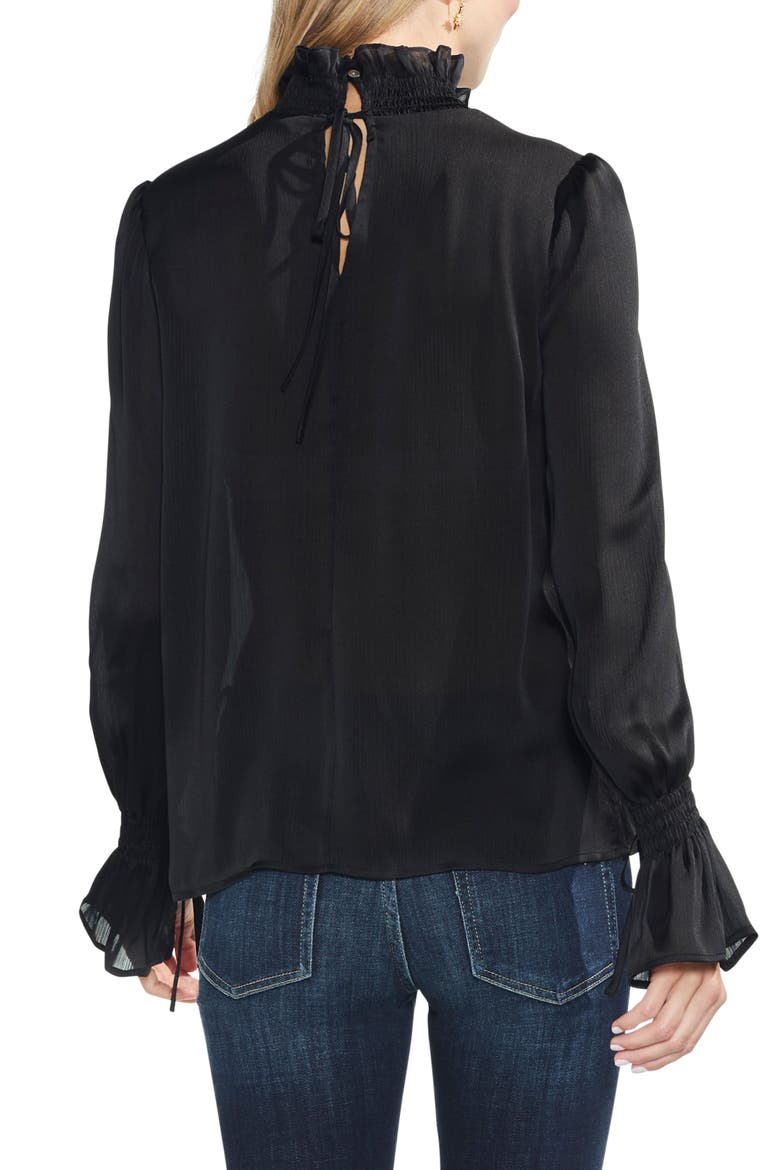 Tie Flare Cuff Blouse, Alternate, color, RICH BLACK