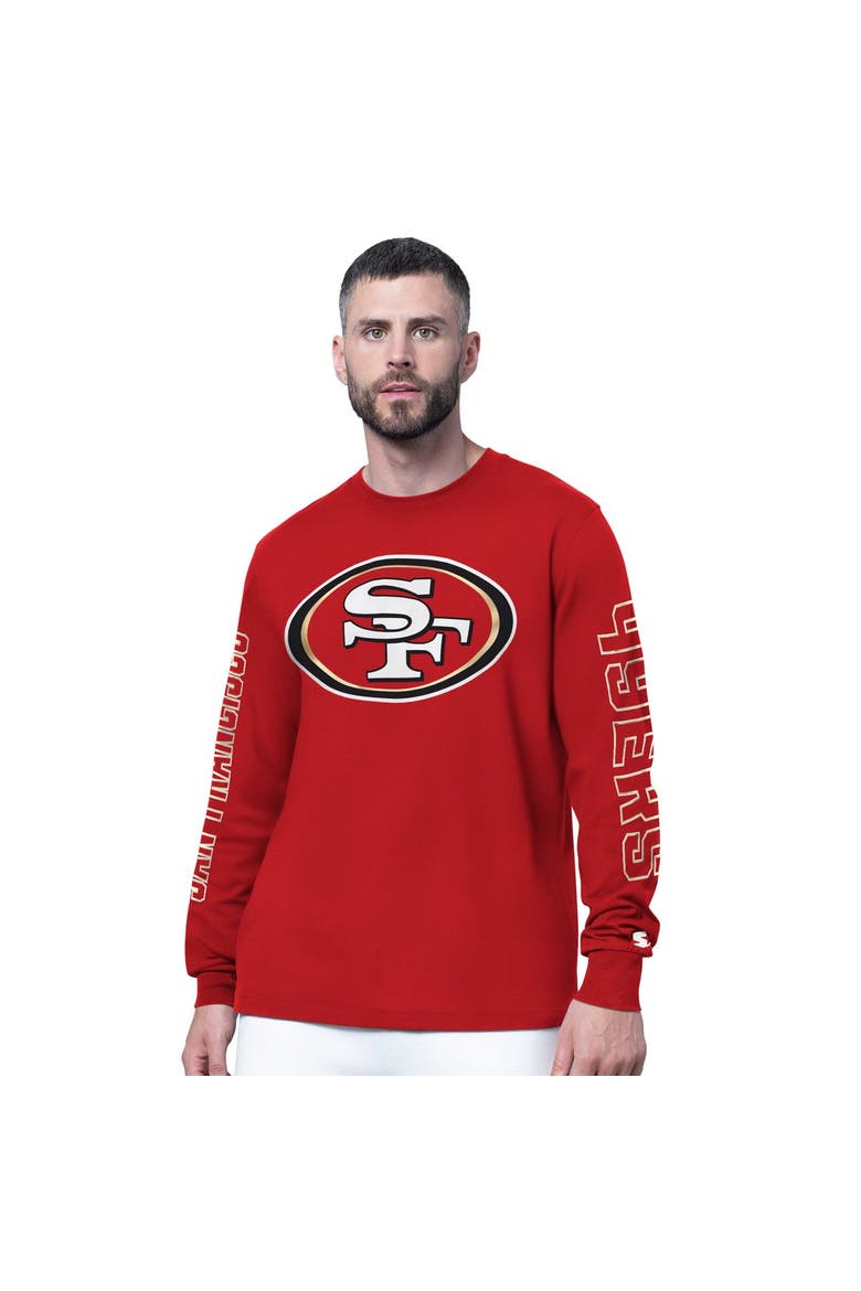 Men's Starter Scarlet San Francisco 49ers Clutch Hit II Long-Sleeve T-Shirt, Main, color, Scarlet