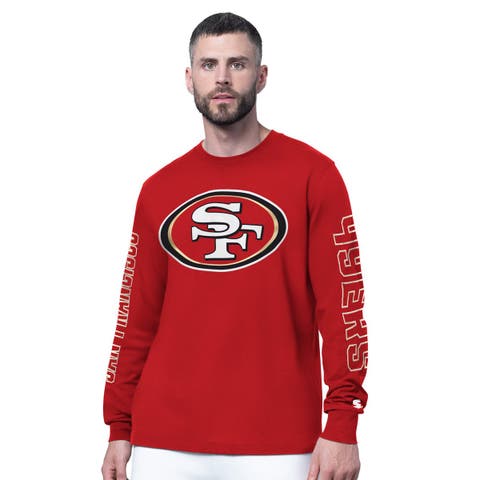 Men's Starter Scarlet San Francisco 49ers Clutch Hit II Long-Sleeve T-Shirt