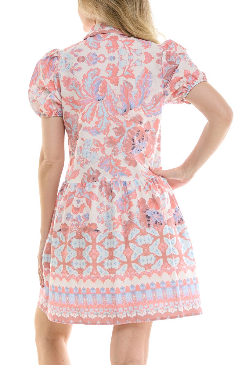 Nicole Miller Puff Sleeve Shirtdress, Alternate, color, Boheme Rose