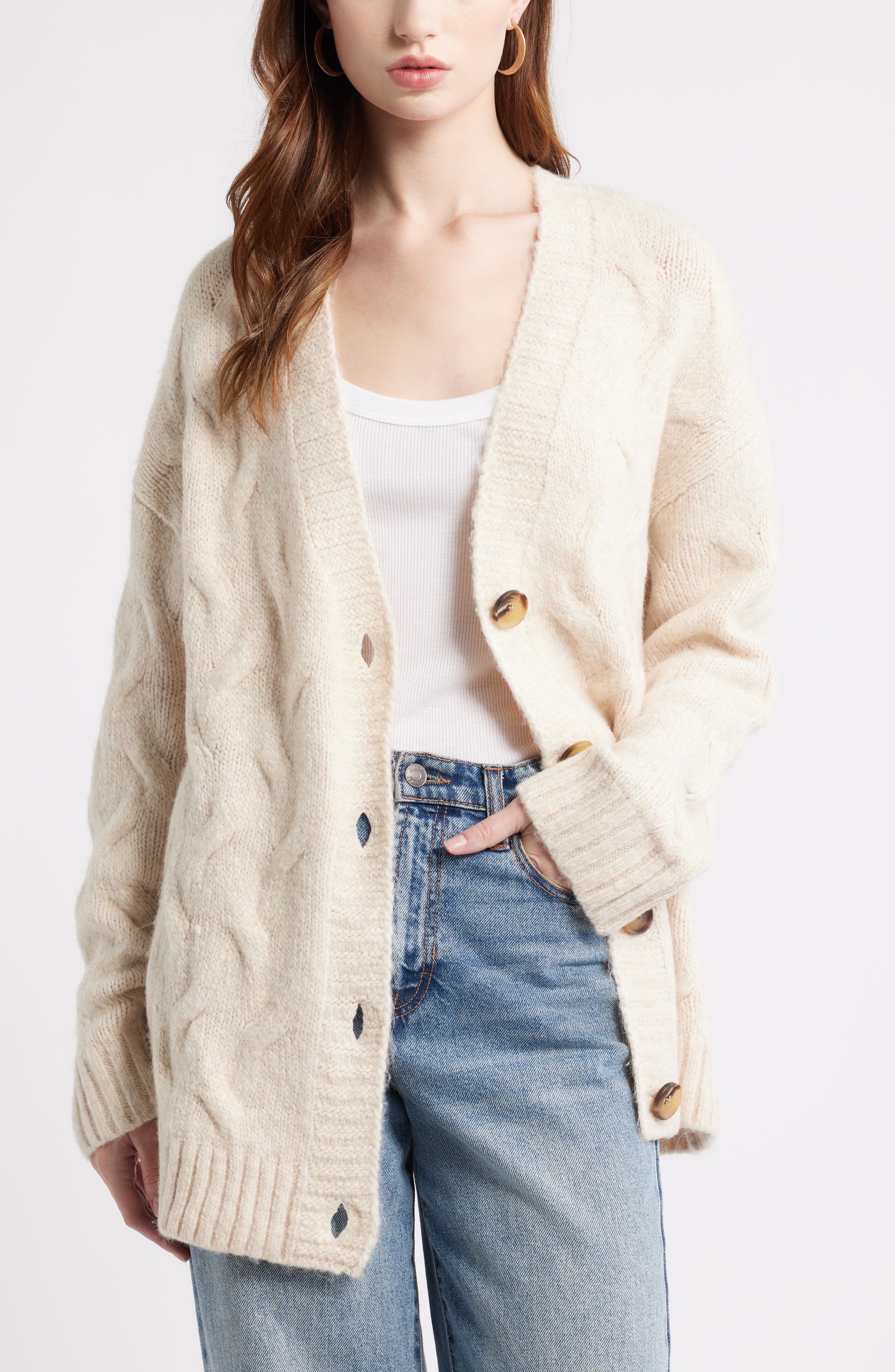 Treasure & Bond Oversize Cable Stitch Cardigan