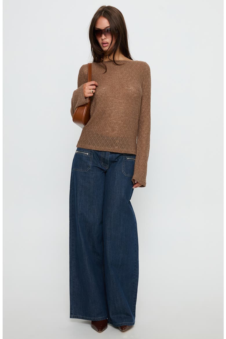 Tuppence Textured Long Sleeve Top, Alternate, color, BROWN