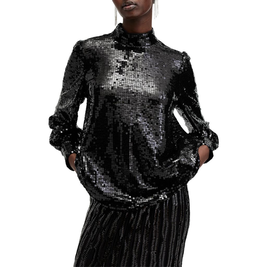 Allsaints Whitney Sequin High-neck Blouse