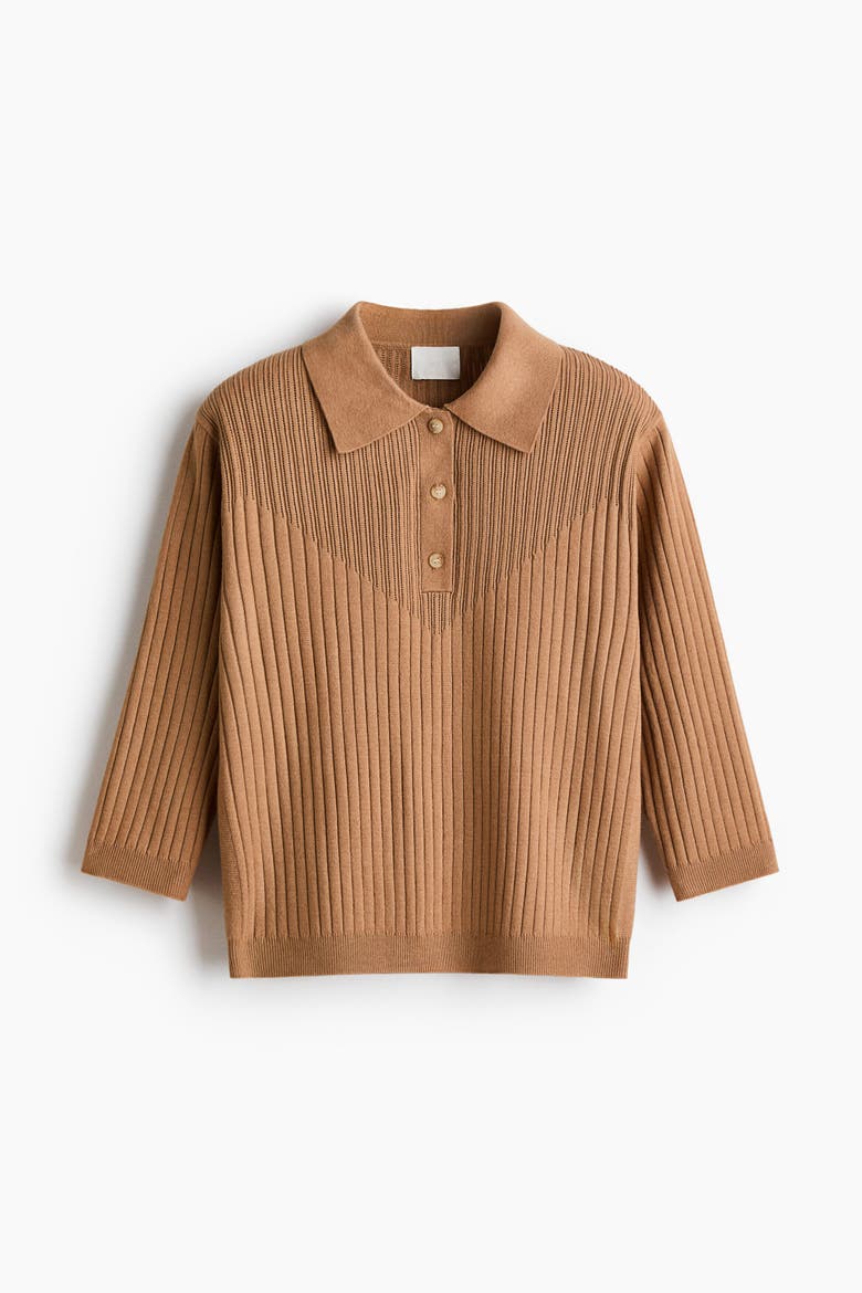 Rib-knit Top, Alternate, color, Dark beige