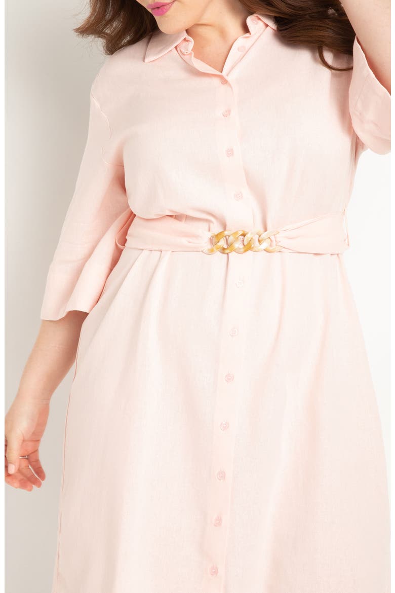 Belted Linen Blend Shirtdress, Alternate, color, VEILED PINK