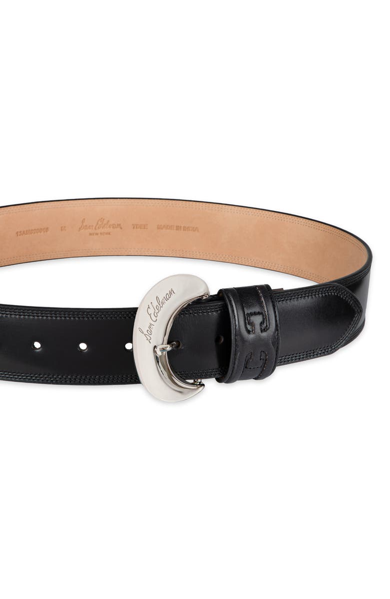 Sam Edelman Organic Buckle Leather Belt, Alternate, color, Black