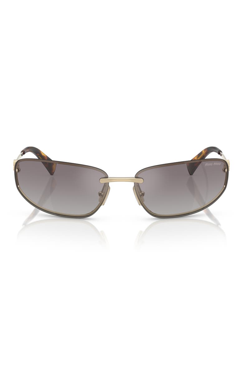69mm Oversize Oval Sunglasses, Main, color, PALE GOLD / BLUE MIRROR SILVER