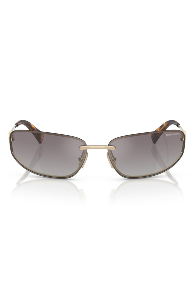 Miu Miu 69mm Oversize Oval Sunglasses, Main, color, Pale Gold / Blue Mirror Silver