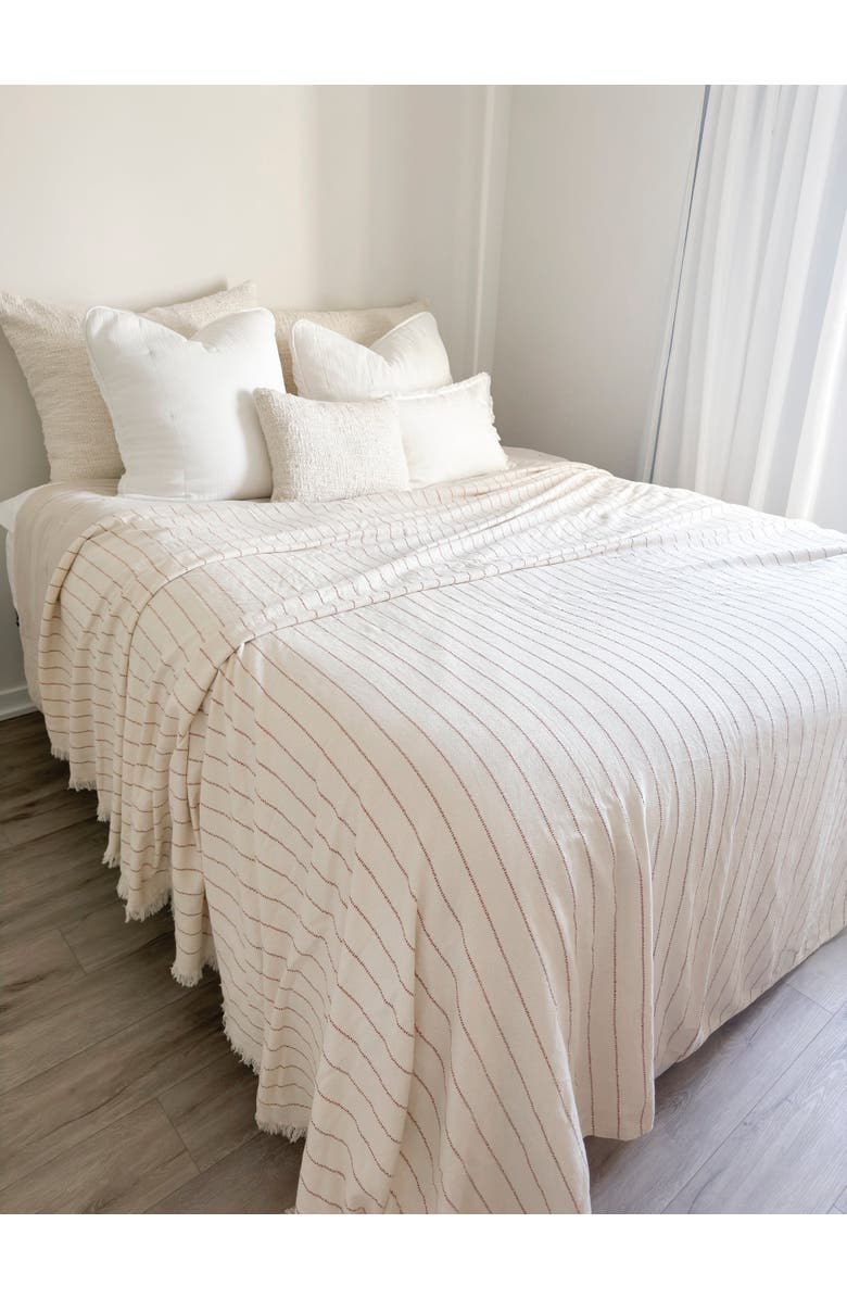 Anaya Smooth Cotton Ivory Bed Blanket with Stripes, Main, color, Ivory / Beige Stripe