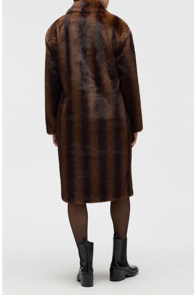 Faux Fur Military Longline Coat, Alternate, color, BROWN