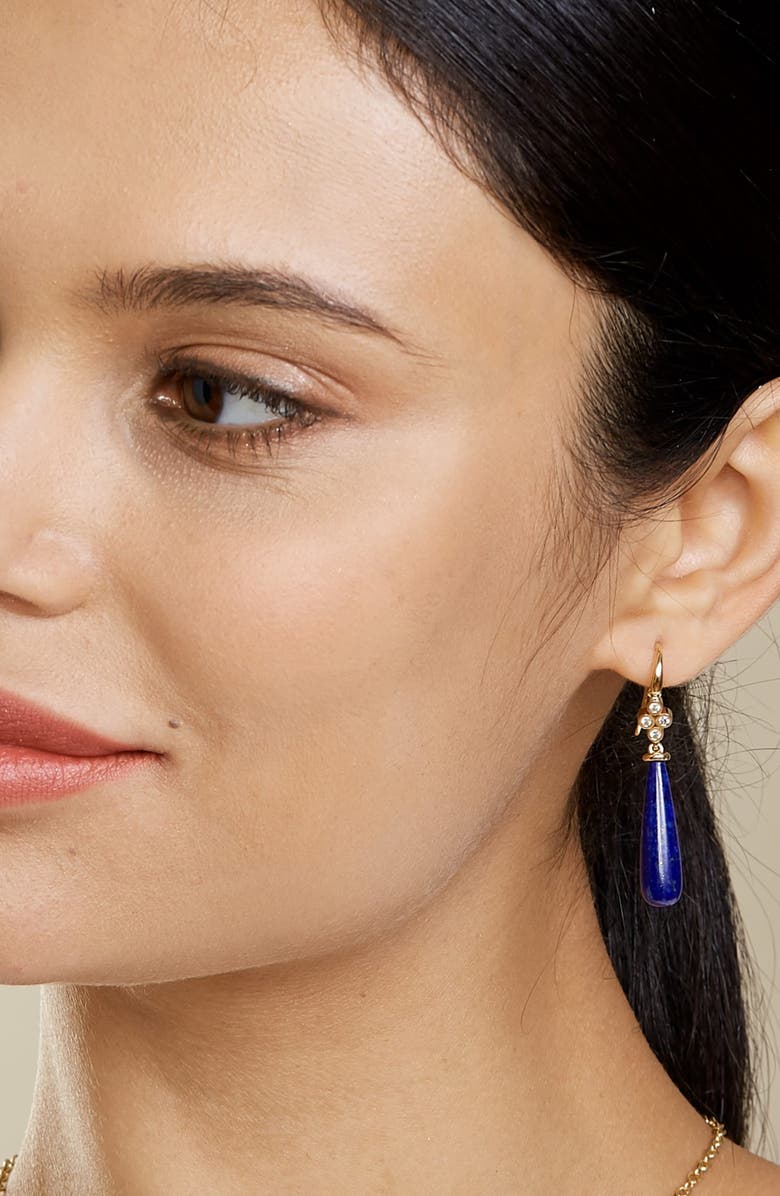 SYNA Long Drop Earrings, Alternate, color, Lapis Lazuli