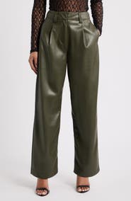 Topshop Pleated High Waist Faux Leather Pants