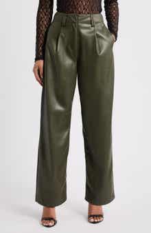 Topshop Pleated High Waist Faux Leather Pants