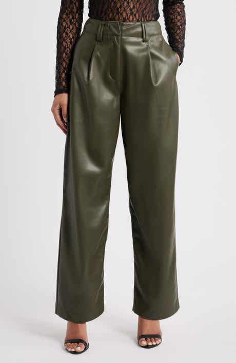 Topshop Pleated High Waist Faux Leather Pants