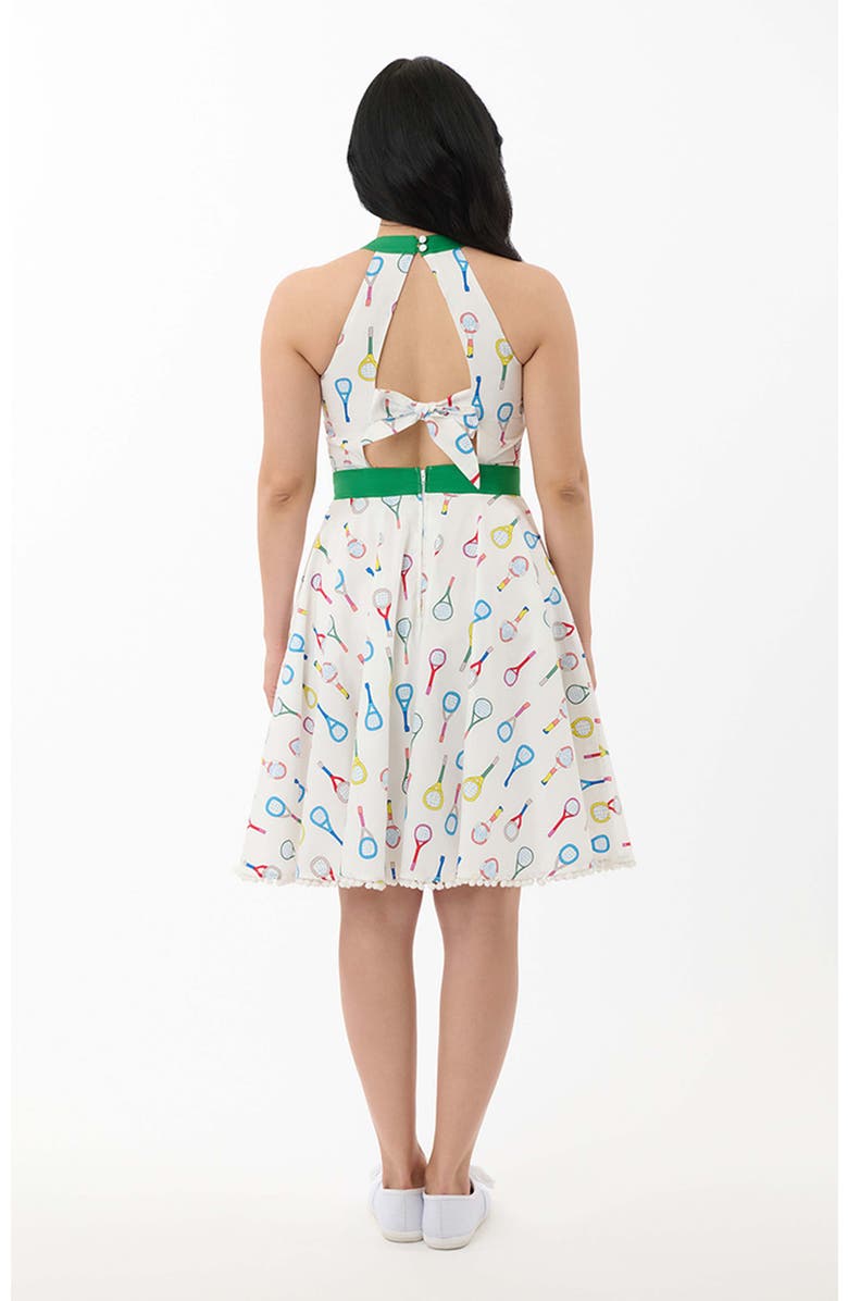 Smak Parlour Make Me Over Flare Dress, Alternate, color, White Tenis Rackets