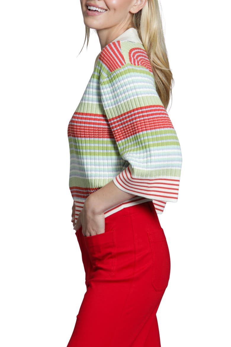 Ribbed Stripe Polo, Alternate, color, OLIVE MULTI