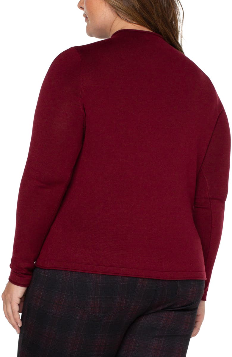 Liverpool Los Angeles Mock Neck Roll Hem Sweater, Alternate, color, Burgundy