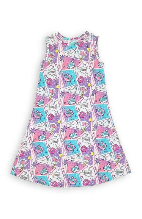 Kids' Comic Purple Sleeveless Dress