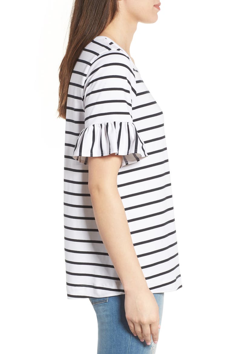 Bell Sleeve Tee, Alternate, color, WHITE/ BLACK