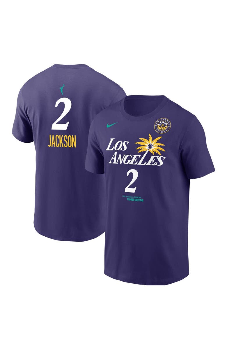 Nike Men's Nike Rickea Jackson Purple Los Angeles Sparks Explorer Edition Name & Number T-Shirt, Alternate, color, Purple