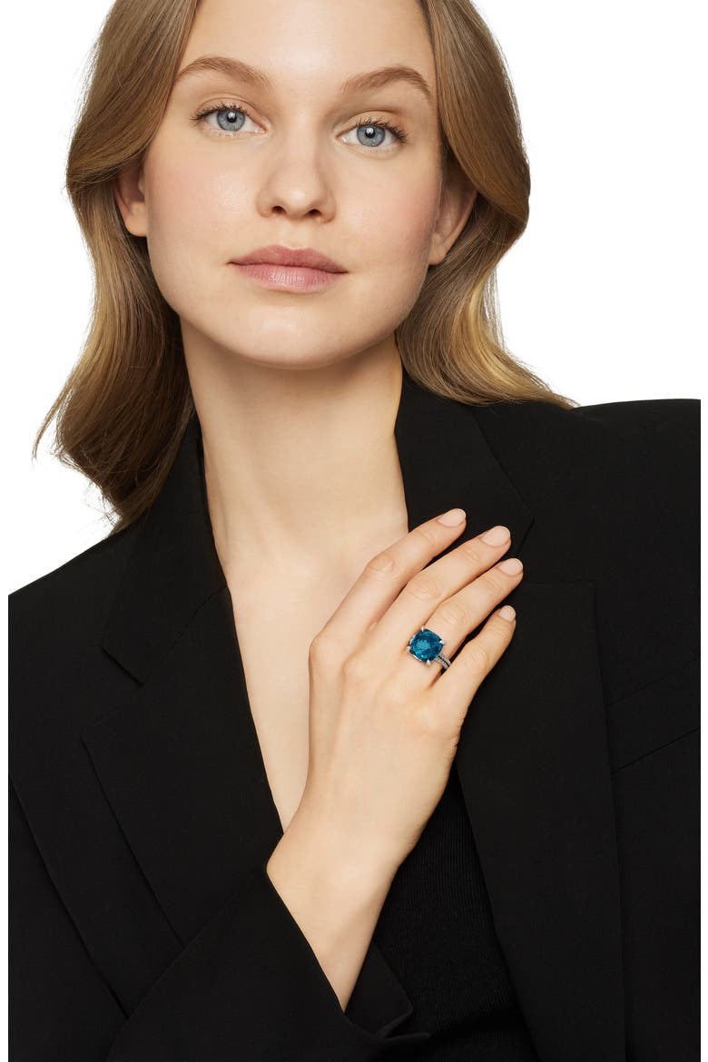Châtelaine Ring with Semiprecious Stone and Diamonds, Alternate, color, SILVER/ HAMPTON BLUE TOPAZ