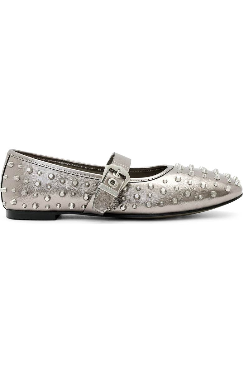 AllSaints Holly Studded Ballet Flat, Alternate, color, Gunmetal Grey