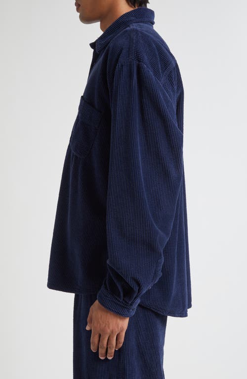 Erl Cotton Shirt With Chest Pocket And Long Sleeves In Blue
