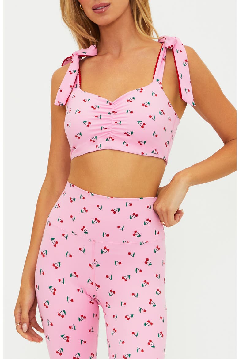Amelia Cherry Graphic Tie Strap Bra Top, Main, color, MON CHERI