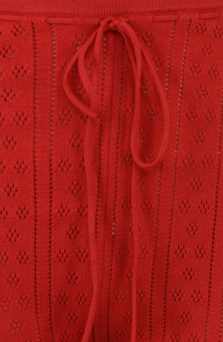 HOUSE OF CB Abigail Pointelle Drawstring Capri Pants, Alternate, color, Red Rose