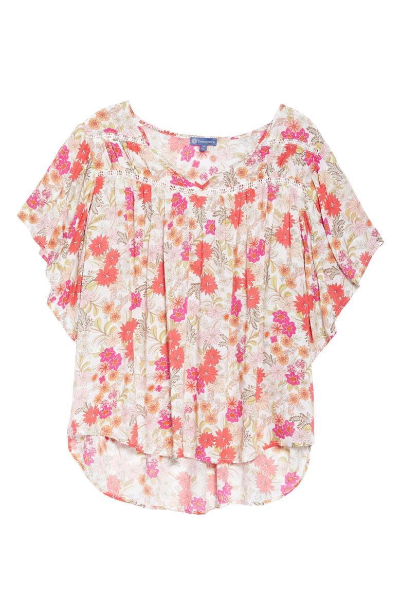 Democracy Floral Flutter Sleeve Top, Alternate, color, Off White/ Bittersweet