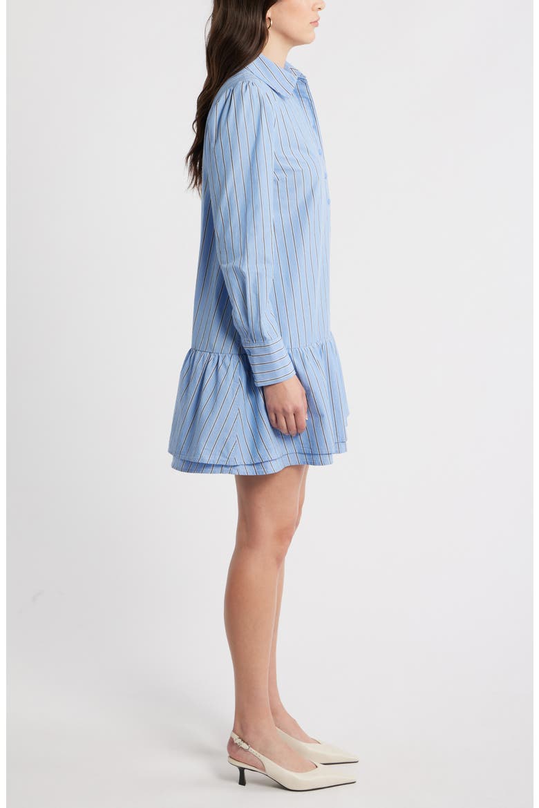 Flounce Hem Long Sleeve Shirtdress, Alternate, color, BLUE- NAVY SHAYNA STRIPE