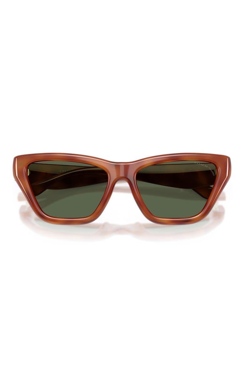 56mm Polarized Cat Eye Sunglasses, Alternate, color, CARAMEL TORTOISE / GREEN POLAR