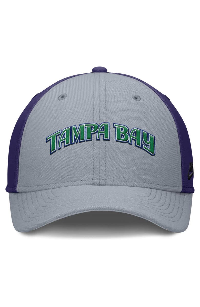 Nike Men's Nike Gray/Purple Tampa Bay Rays Rise Swoosh Performance Flex Hat, Alternate, color, Gray