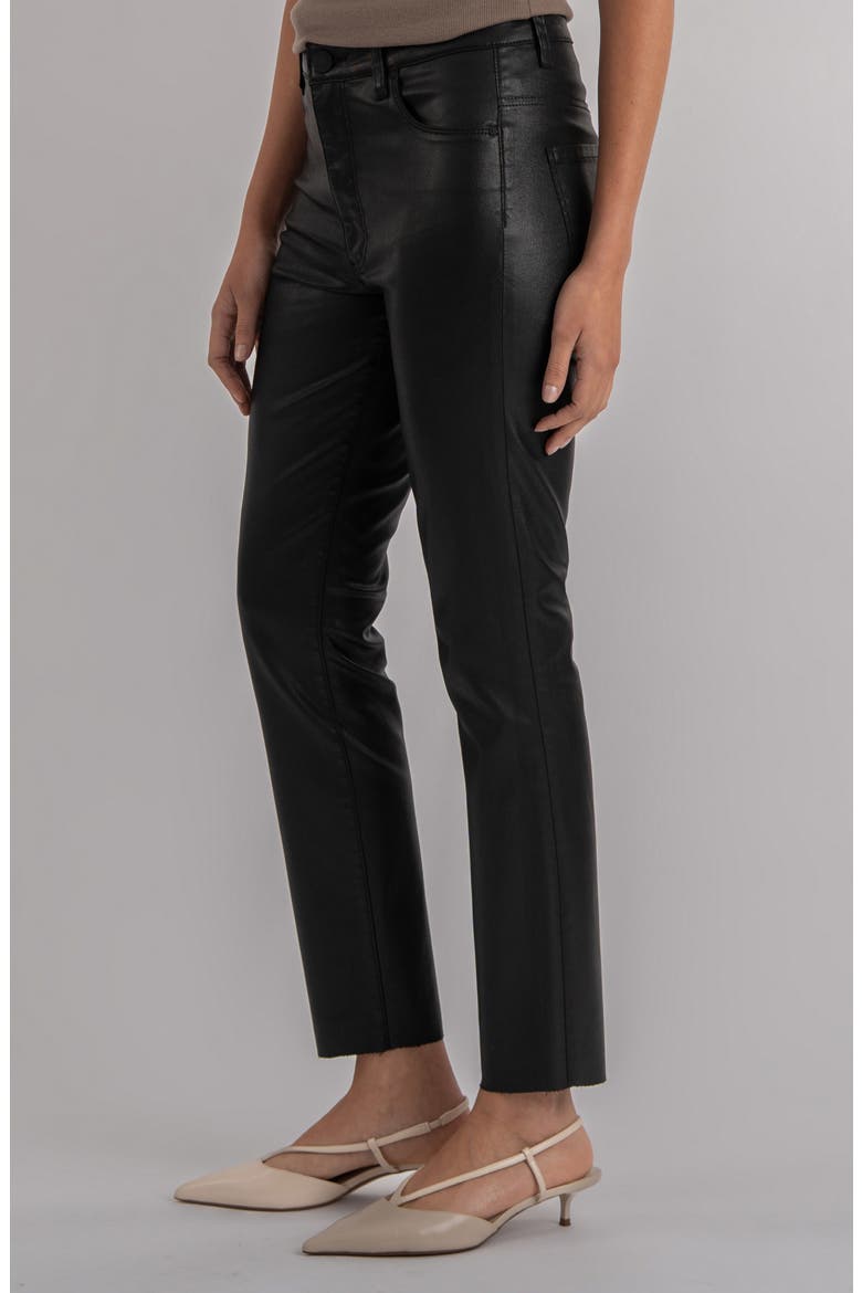 Charlize Coated Raw Hem Ankle Cigarette Jeans, Alternate, color, BLACK