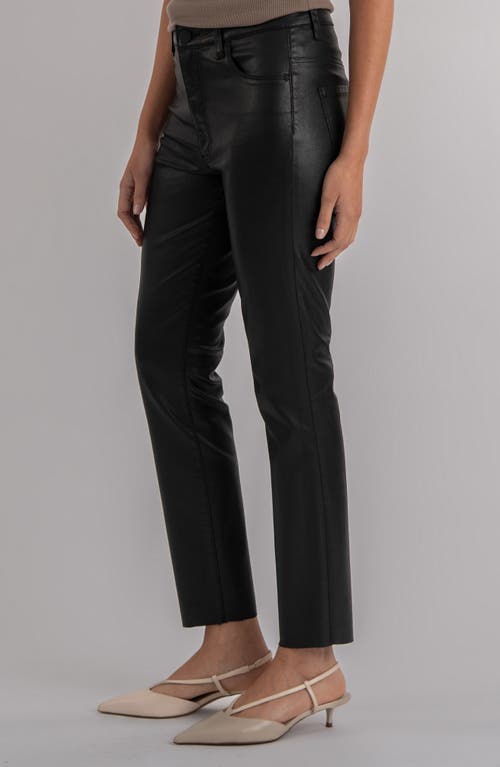 Kut From The Kloth Charlize Coated Raw Hem Ankle Cigarette Jeans In Black