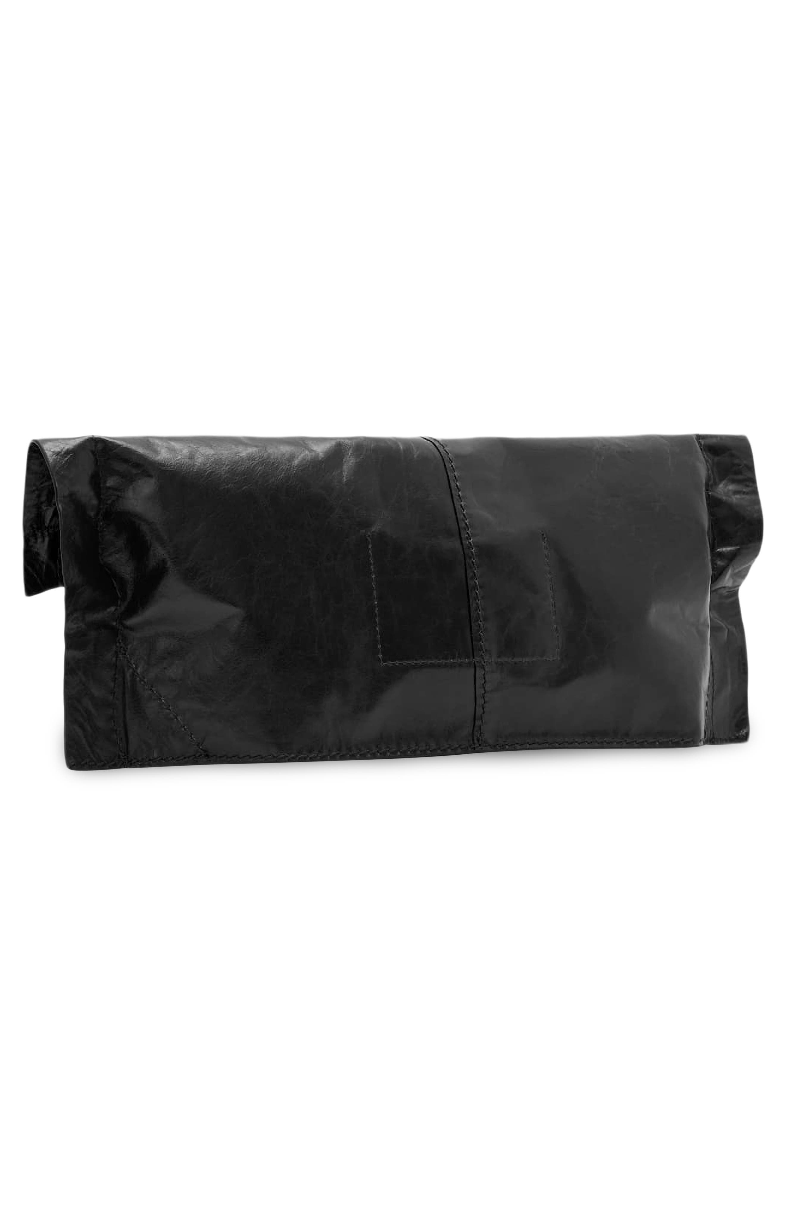 Lutece Fold Leather Clutch, Alternate, color, BLACK