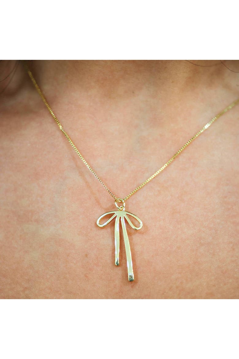 Graceful Bow Necklace, Alternate, color, Gold