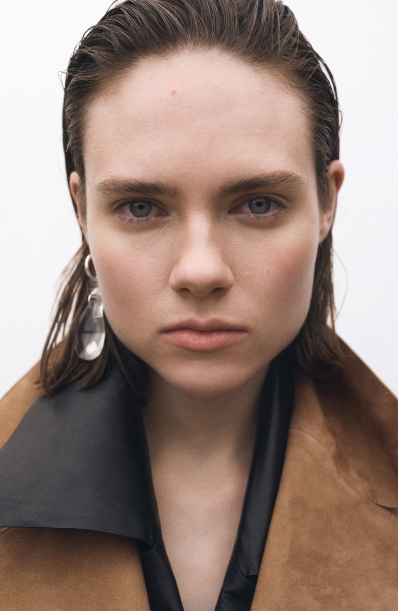 MANGO Belted Suede Trench Coat, Alternate, color, 