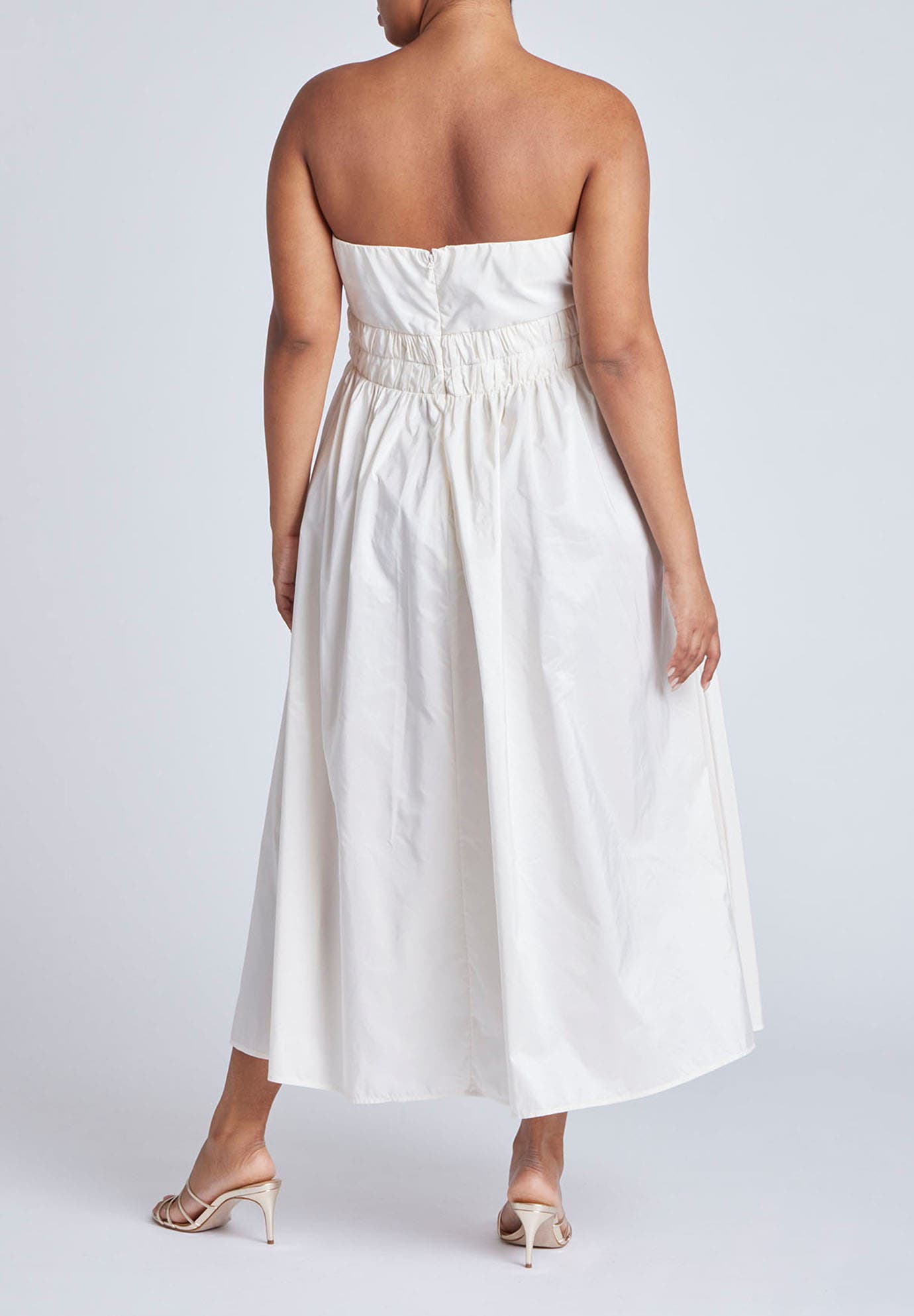 Pleated Ruffle Neckline Midi Dress - image 4