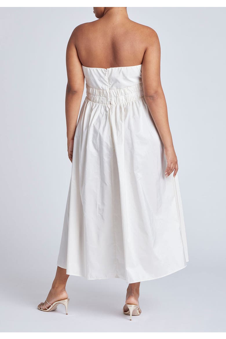 Pleated Ruffle Neckline Midi Dress, Alternate, color, NEUTRAL CREAM