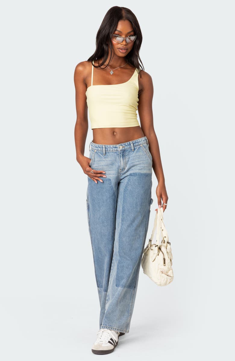 EDIKTED Reece Asymmetric Strap Crop Top, Alternate, color, 