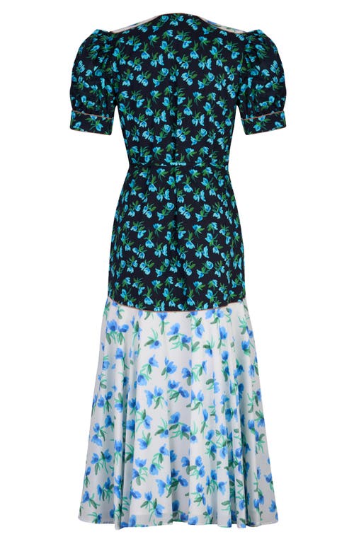 De Loreta Luisa Short Sleeve Midi Wrap Dress In Blue