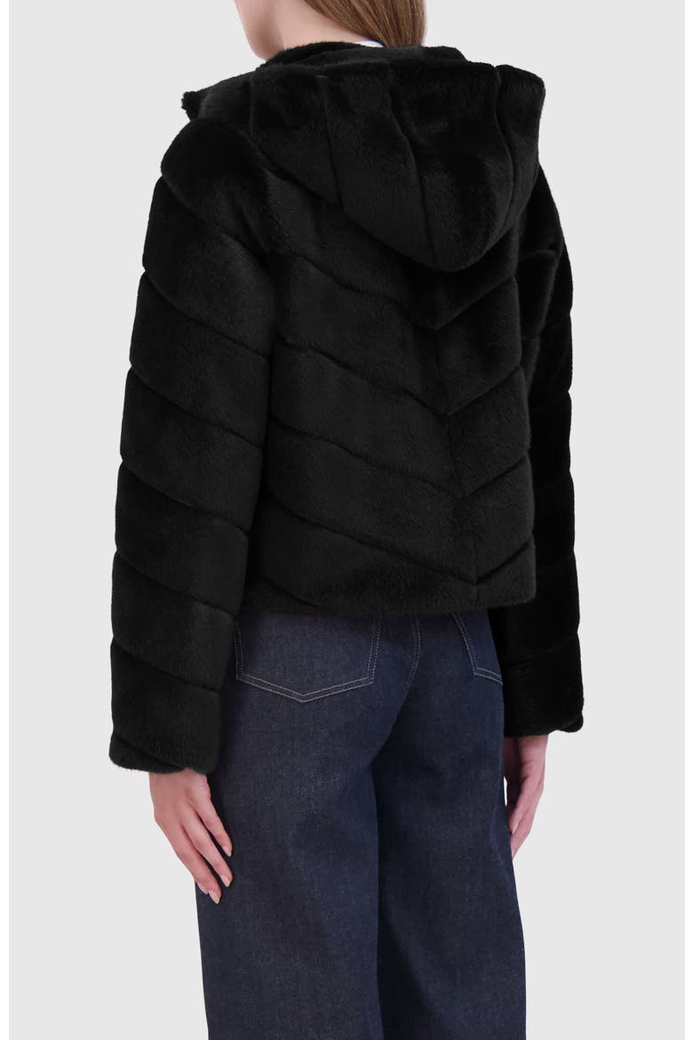 Fur-Free Mink (Faux Fur) Hooded Jacket, Alternate, color, BLACK