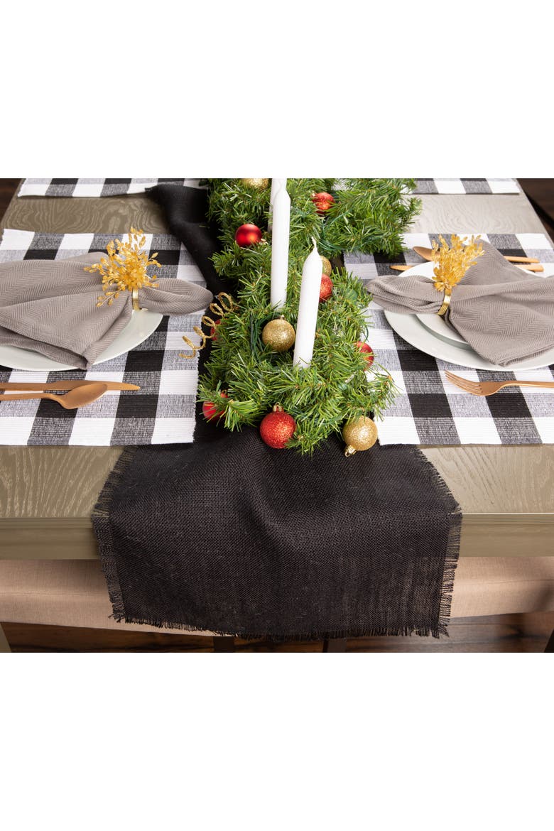 Black Jute Table Runner, Alternate, color, Black
