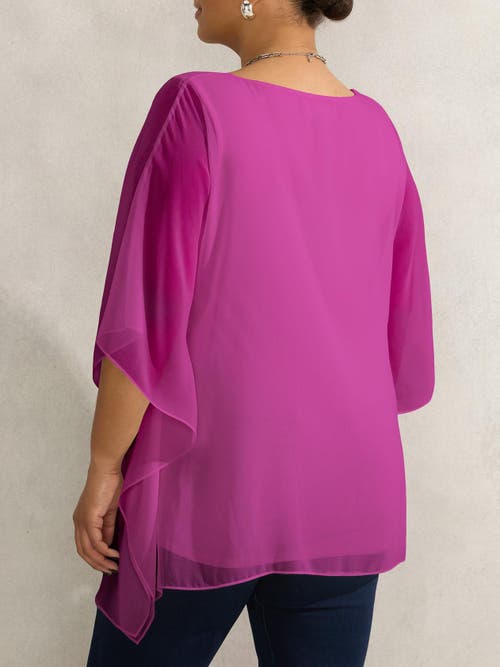 Live Unlimited Chiffon V-neck Overlay Top In Purple