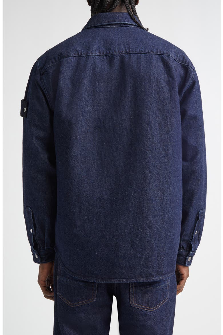 Compass Logo Patch Denim Snap-Up Overshirt, Alternate, color, VJ201 INDIGO DENIM-RINSED